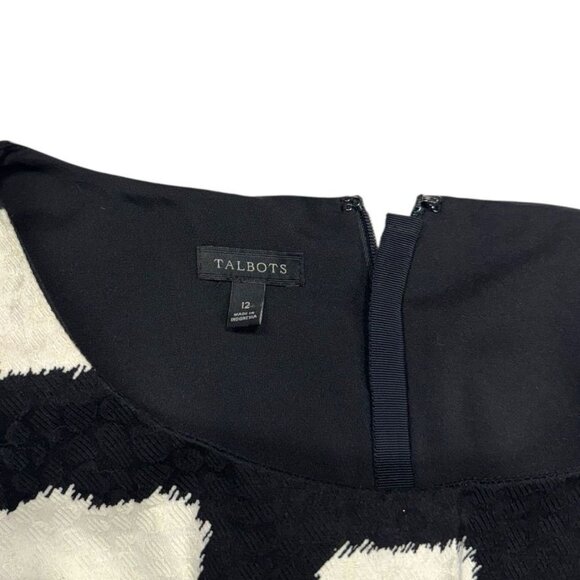 Talbots Polka Dot Dress Black/Cream Size 12 - Picture 3 of 6